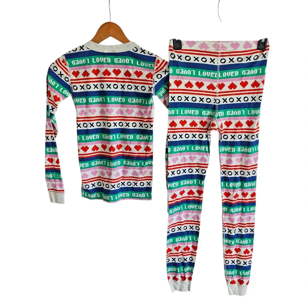 Hanna Andersson Kids Pajama Set Size 12 150 XOXO Hearts Valentine's‎ Day Organic